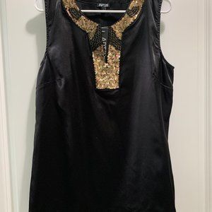 Apt. 9 Black Satin Sleeveless Blouse NWT
